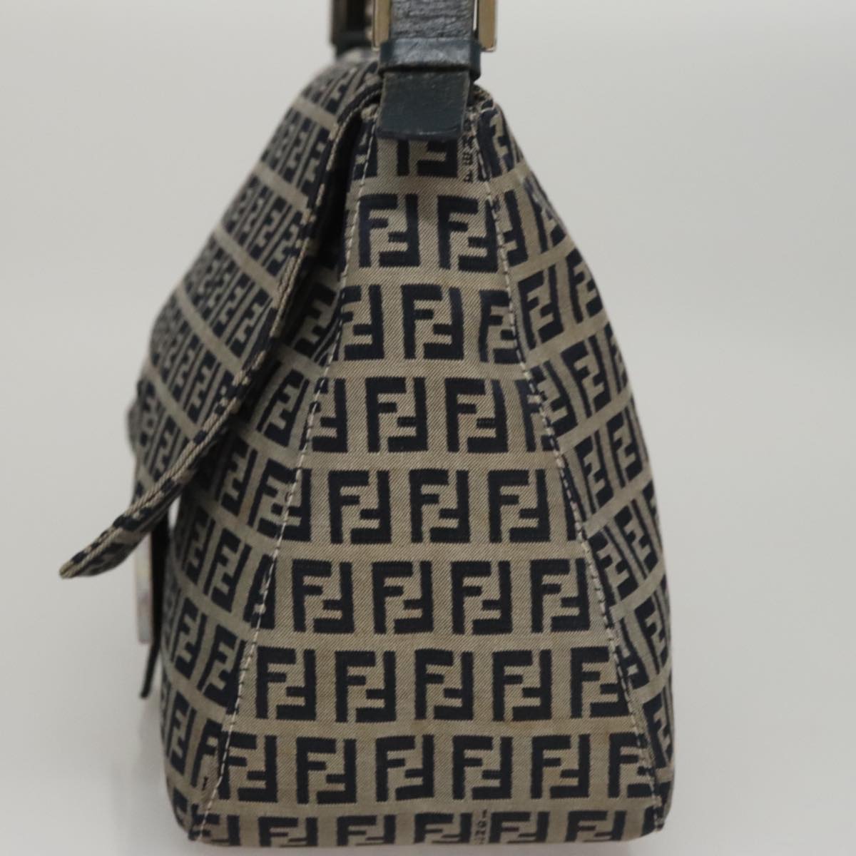 FENDI Zucchino Canvas Mamma Baguette Shoulder Bag Navy107613