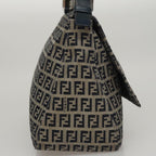 FENDI Zucchino Canvas Mamma Baguette Shoulder Bag Navy107613