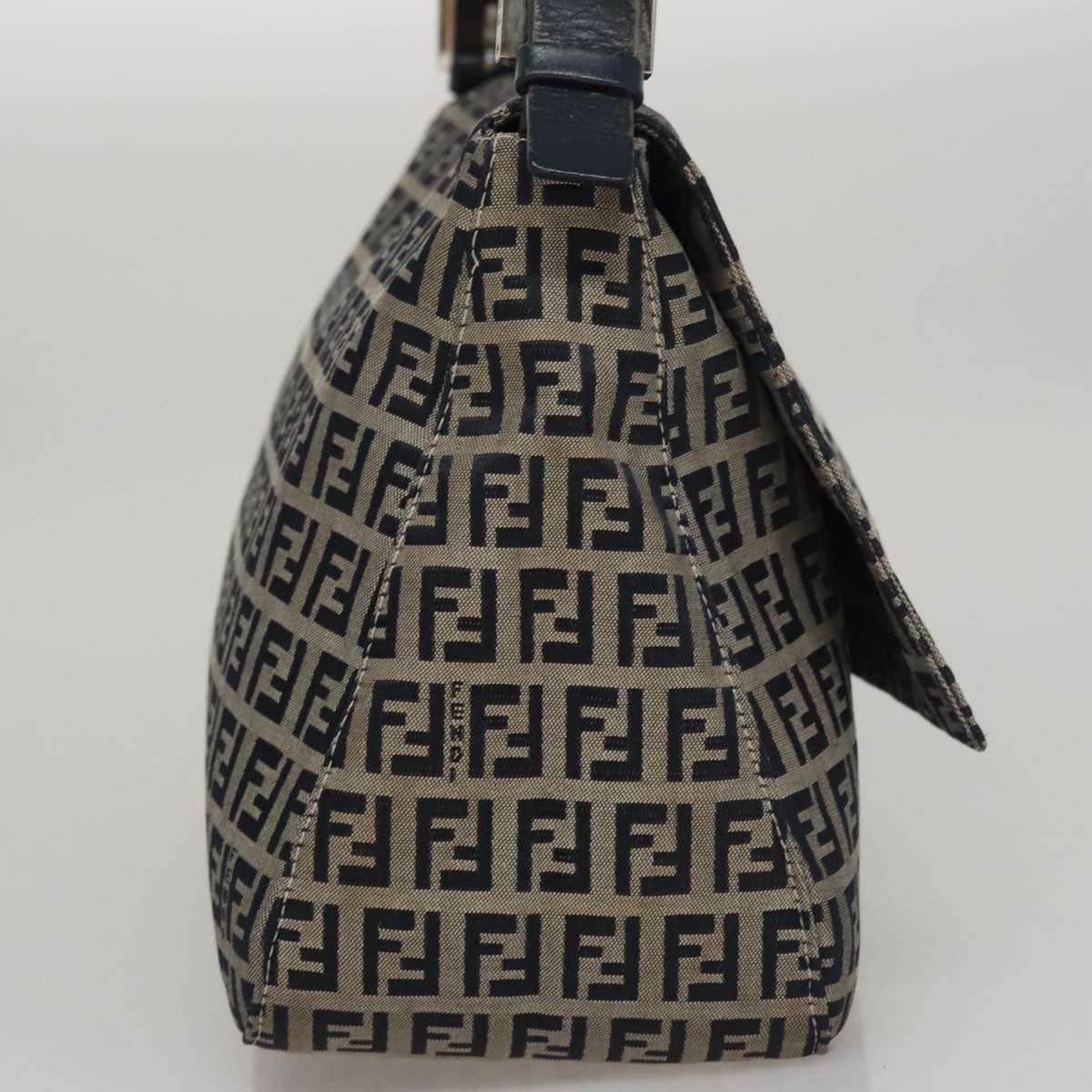 FENDI Zucchino Canvas Mamma Baguette Shoulder Bag Navy107613