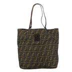 FENDI Zucca Canvas Tote Bag Brown Black Silver107962