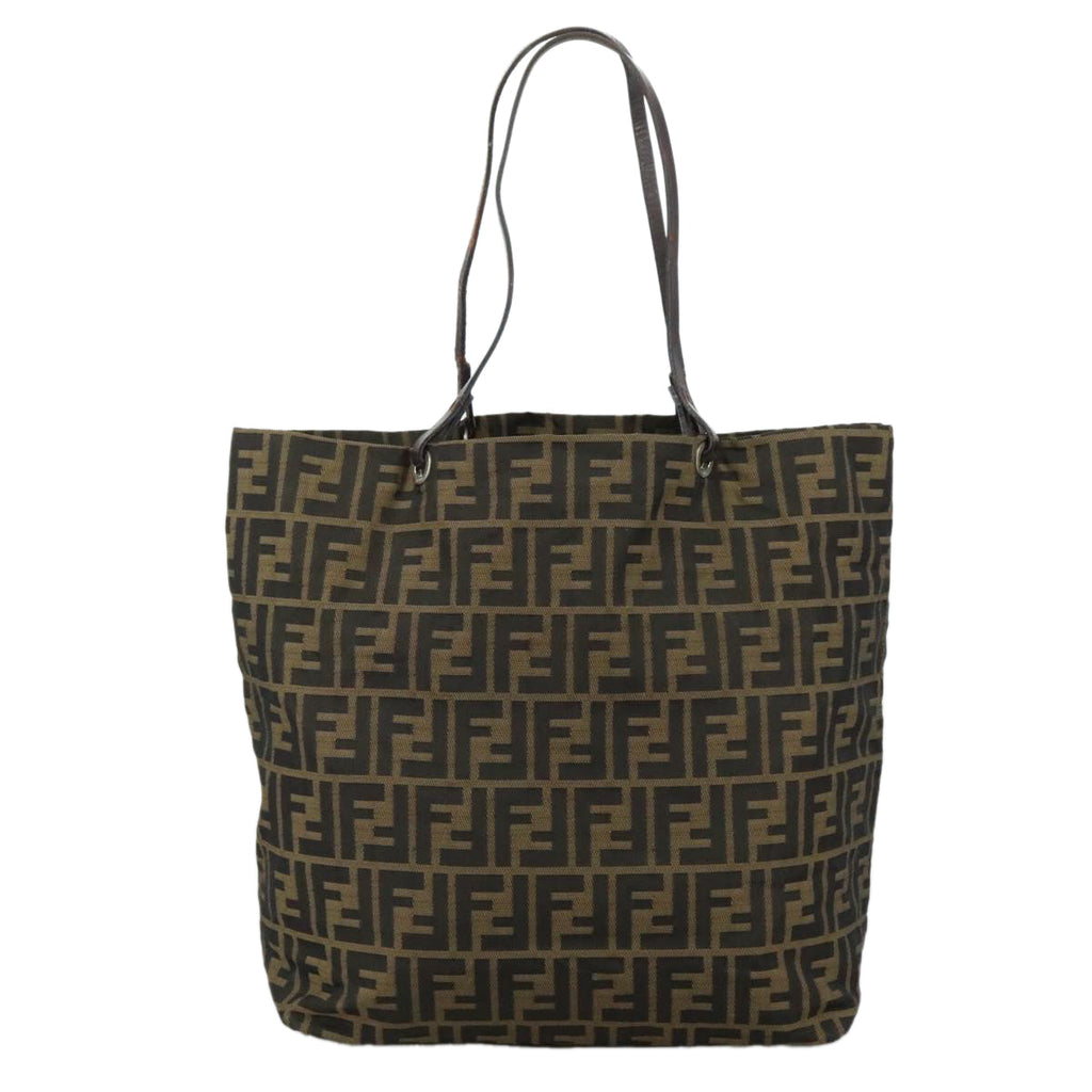 FENDI Zucca Canvas Tote Bag Brown Black Silver107962
