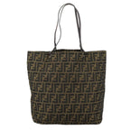 FENDI Zucca Canvas Tote Bag Brown Black Silver107962