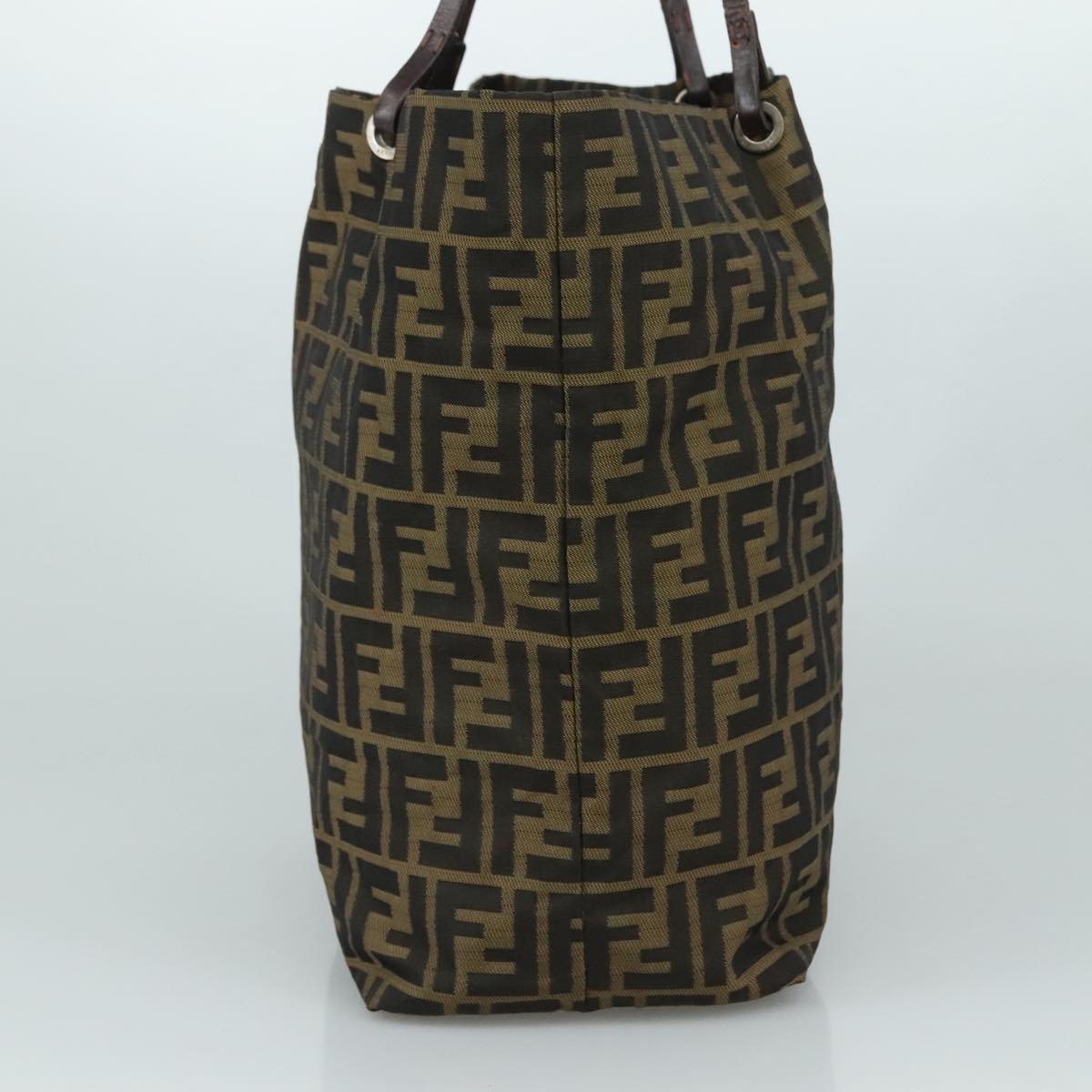 FENDI Zucca Canvas Tote Bag Brown Black Silver107962