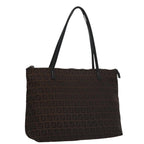FENDI Zucchino Canvas Tote Bag Brown Black107967