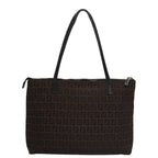 FENDI Zucchino Canvas Tote Bag Brown Black107967