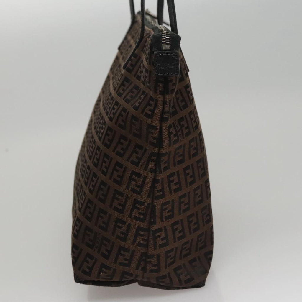FENDI Zucchino Canvas Tote Bag Brown Black107967