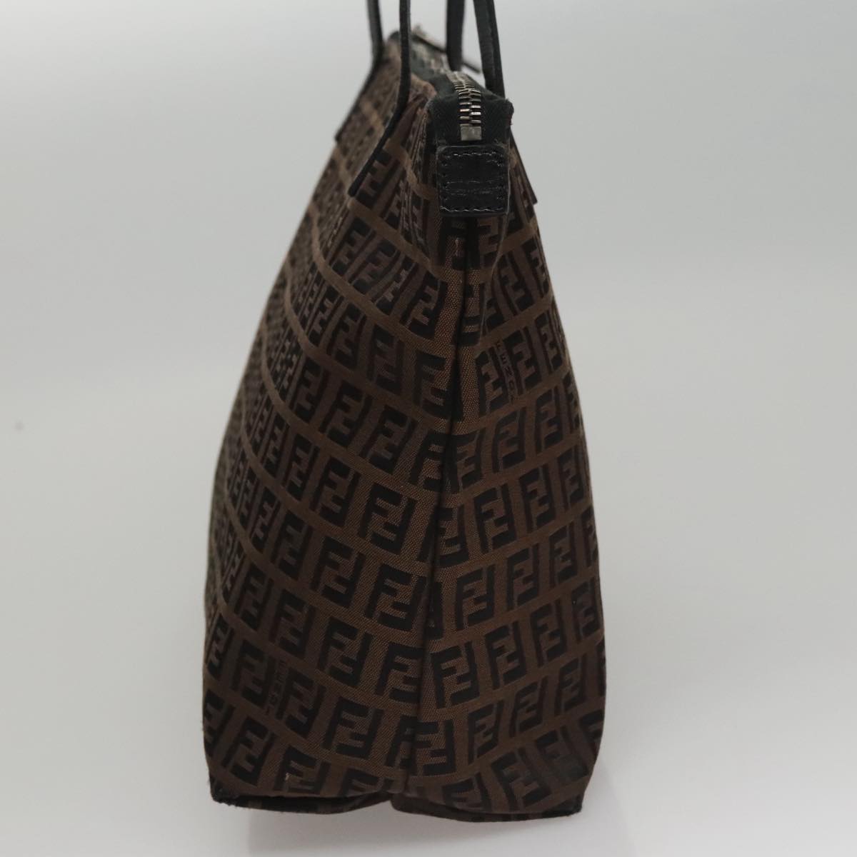 FENDI Zucchino Canvas Tote Bag Brown Black107967