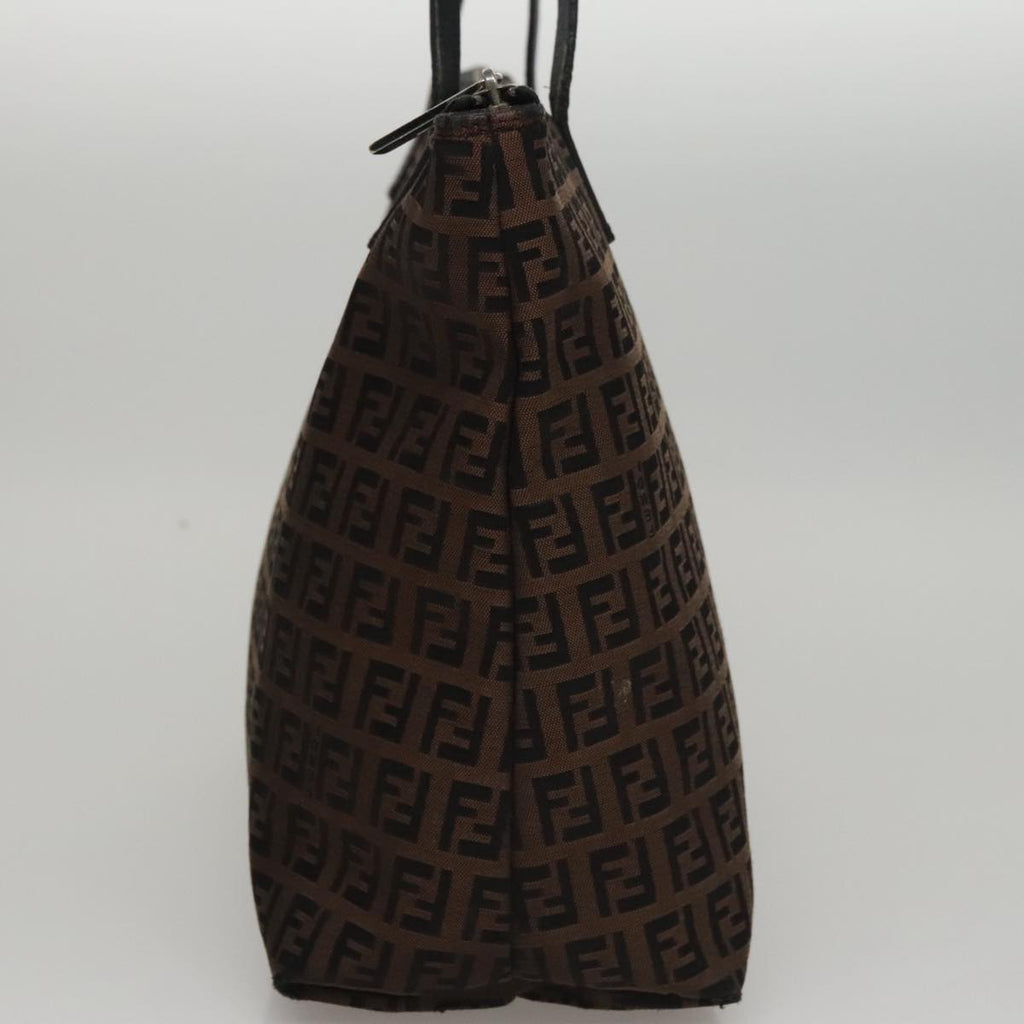 FENDI Zucchino Canvas Tote Bag Brown Black107967