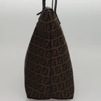 FENDI Zucchino Canvas Tote Bag Brown Black107967