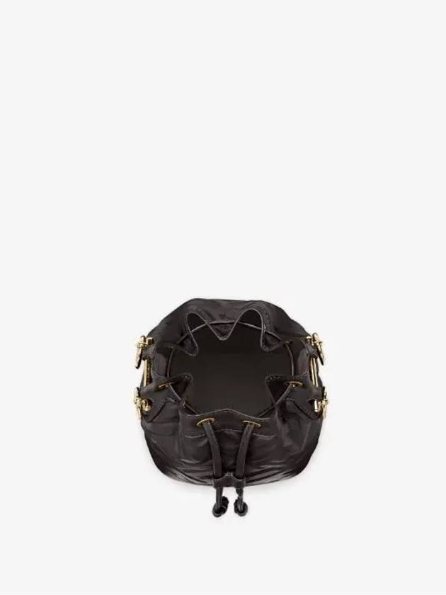 Fendi Mon Tresor FF Motif Leather Mini Bucket Bag Black