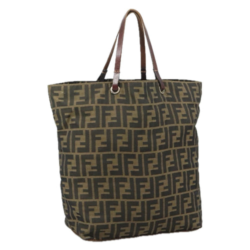 FENDI Zucca Canvas Tote Bag Brown Black Silver108092