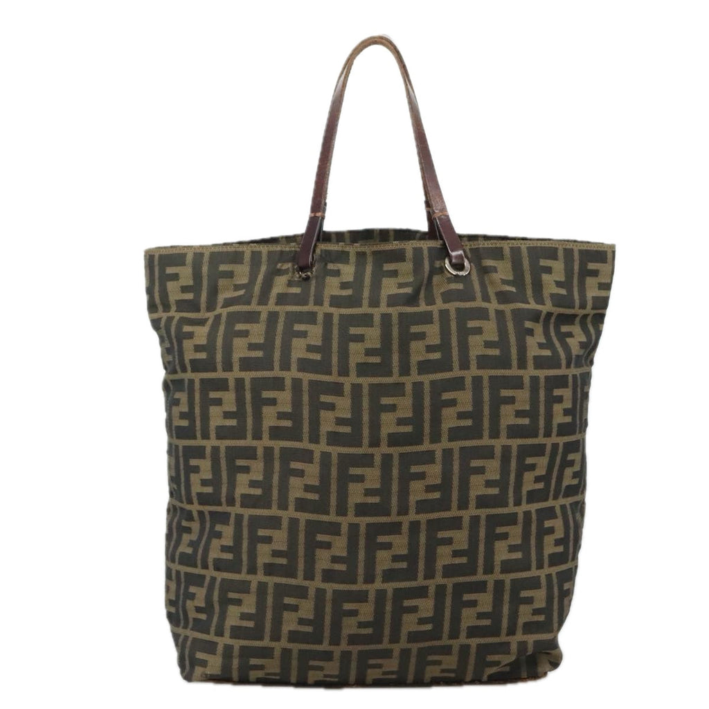 FENDI Zucca Canvas Tote Bag Brown Black Silver108092