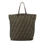 FENDI Zucca Canvas Tote Bag Brown Black Silver108092