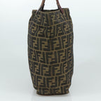 FENDI Zucca Canvas Tote Bag Brown Black Silver108092