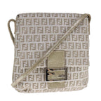 FENDI Zucchino Canvas Shoulder Bag Silver108127