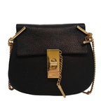 Chloe Chain Shoulder Bag Leather Black Gold 108376