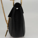 Chloe Chain Shoulder Bag Leather Black Gold 108376