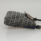 FENDI Zucchino Canvas Hand Bag Navy Silver108378
