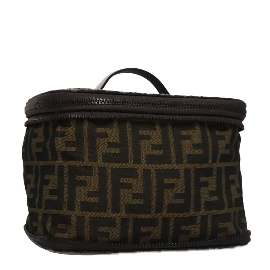 FENDI Zucca Canvas Vanity Pouch Brown Black108539