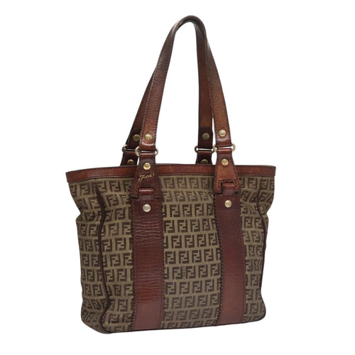 FENDI Zucchino Canvas Tote Bag Brown108744