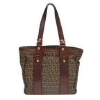 FENDI Zucchino Canvas Tote Bag Brown108744