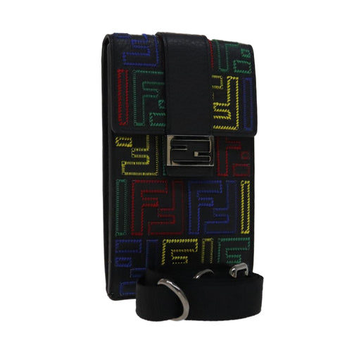 FENDI Zucca Canvas Smartphone holder Pouch Leather Multicolor 7AS120108838