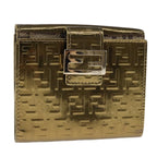 FENDI Zucchino Canvas Wallet Patent leather Gold108922