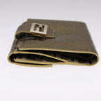 FENDI Zucchino Canvas Wallet Patent leather Gold108922