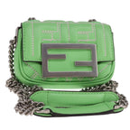 FENDI Zucca Canvas Nano Baguette Shoulder Bag Leather Green108928A