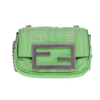 FENDI Zucca Canvas Nano Baguette Shoulder Bag Leather Green108928A
