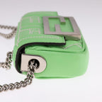 FENDI Zucca Canvas Nano Baguette Shoulder Bag Leather Green108928A