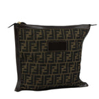 FENDI Zucca Canvas Clutch Bag Brown Black gold108974