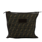 FENDI Zucca Canvas Clutch Bag Brown Black gold108974