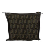 FENDI Zucca Canvas Clutch Bag Brown Black gold108974