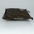 FENDI Zucca Canvas Clutch Bag Brown Black gold108974