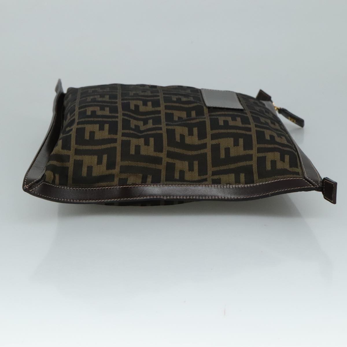 FENDI Zucca Canvas Clutch Bag Brown Black gold108974