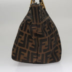FENDI Zucca Canvas Hand Bag Brown Black gold109153