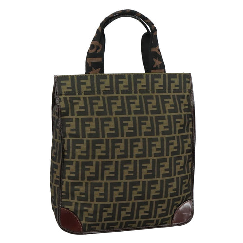 FENDI Zucca Canvas Hand Bag Brown Black109154