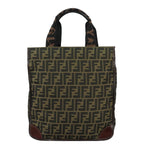 FENDI Zucca Canvas Hand Bag Brown Black109154