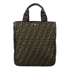 FENDI Zucca Canvas Hand Bag Brown Black109154