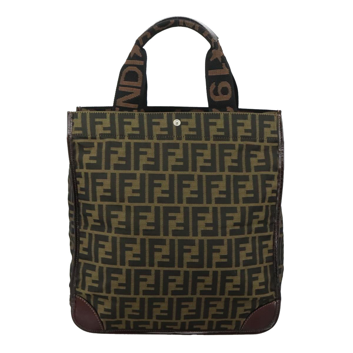 FENDI Zucca Canvas Hand Bag Brown Black109154