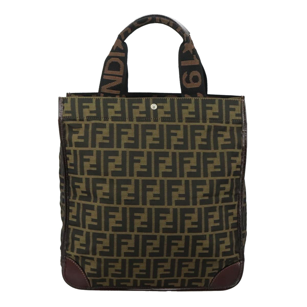 FENDI Zucca Canvas Hand Bag Brown Black109154