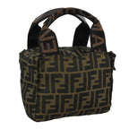 FENDI Zucca Canvas Hand Bag Brown Black109157