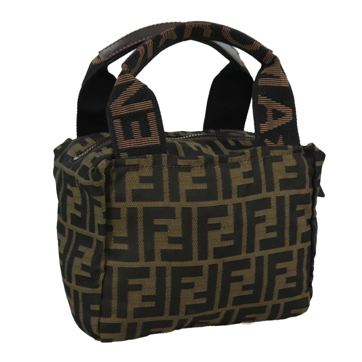 FENDI Zucca Canvas Hand Bag Brown Black109157