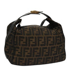 FENDI Zucca Canvas Hand Bag Brown Black gold109159