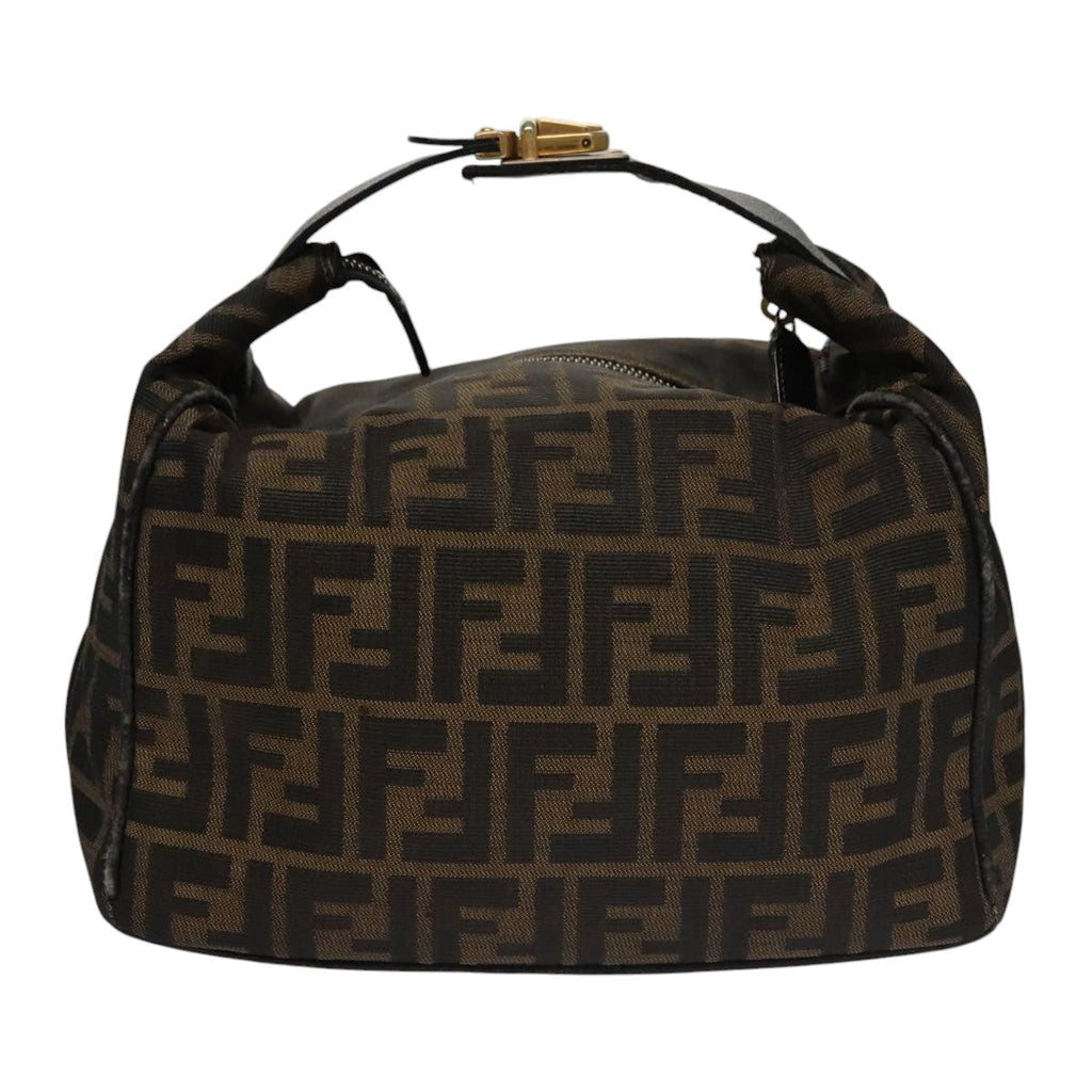 FENDI Zucca Canvas Hand Bag Brown Black gold109159