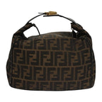 FENDI Zucca Canvas Hand Bag Brown Black gold109159