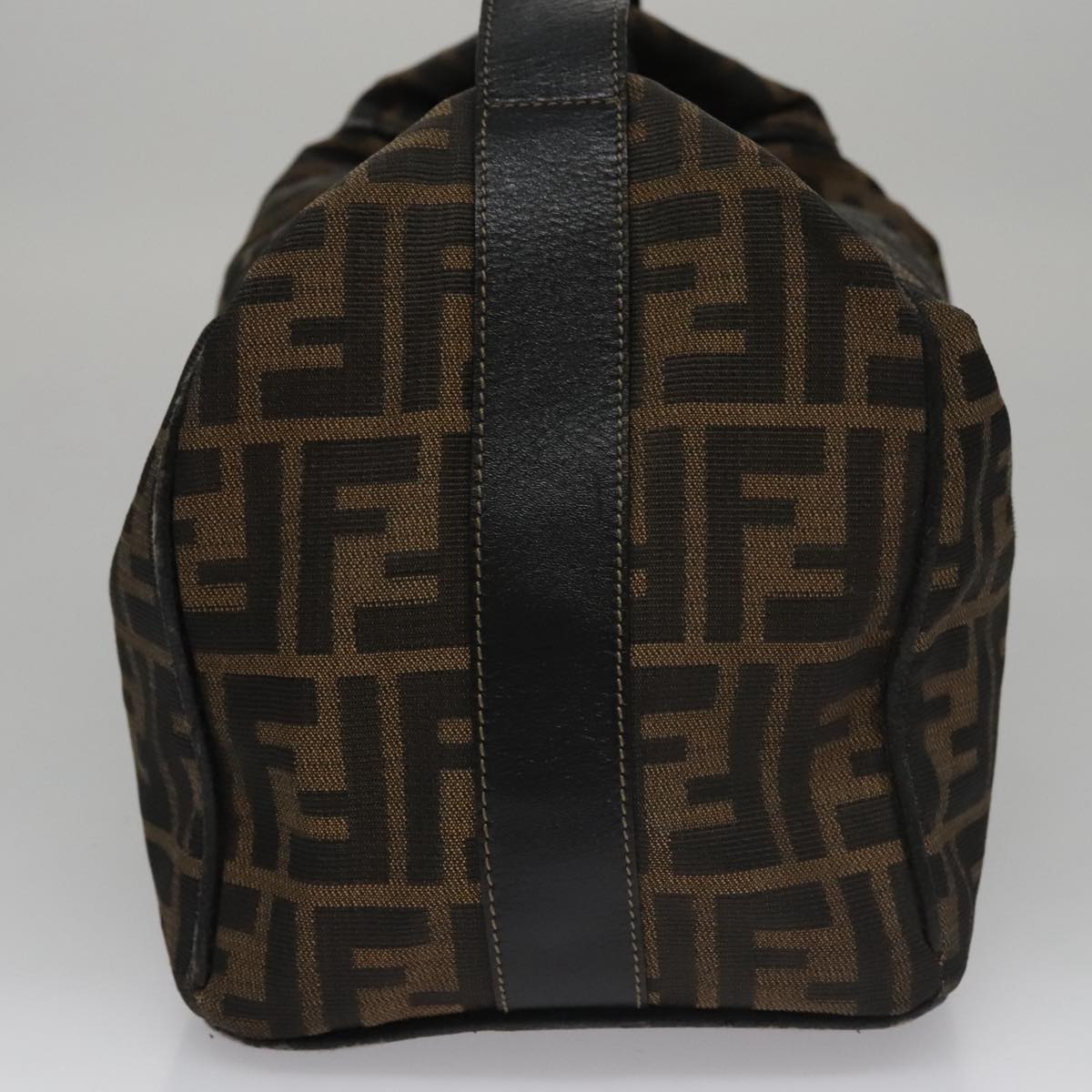 FENDI Zucca Canvas Hand Bag Brown Black gold109159
