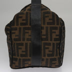 FENDI Zucca Canvas Hand Bag Brown Black gold109159
