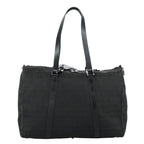 FENDI Zucchino Canvas Boston Bag Silver Black109161